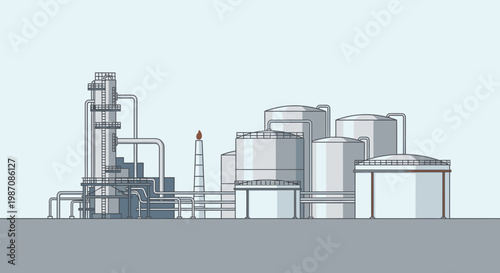 Industrial factory with large storage tanks.