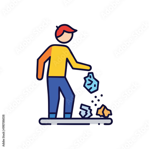 Waste disposal, recycling, trash icon, colorful vector graphic, eco-friendly symbol