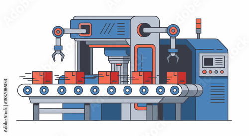 Industrial machine with conveyor belt.