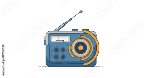 Vintage Blue Radio Receiver Device.