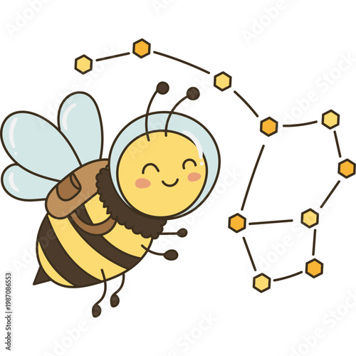 Cute Astronaut Bee with Constellation