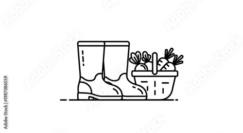 Gardening tools and boots.