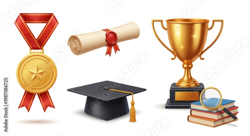 Graduation ceremony awards and symbols.
