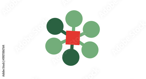 Green and red molecular structure.