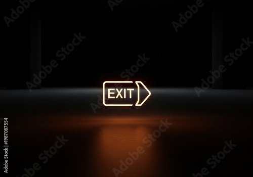 Illuminated EXIT Sign with Arrow for Safety Awareness, Emergency Exit Guidance, Building Regulations, and Modern Interior Design Use