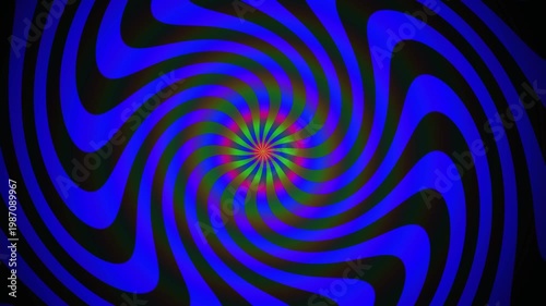 Hypnotic Swirl Blue Psychedelic Vortex Background.