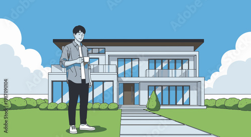 Young man holding house keys smiling.