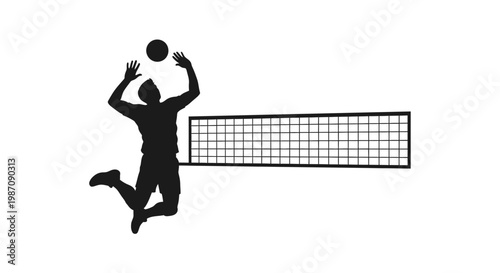 Man jumping to hit volleyball high.