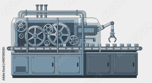 Industrial Machine with Gears and Cogs.