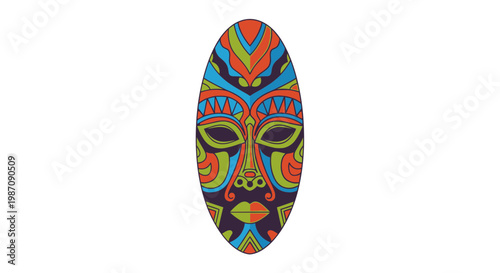 Colorful Tribal Mask Design Artwork.