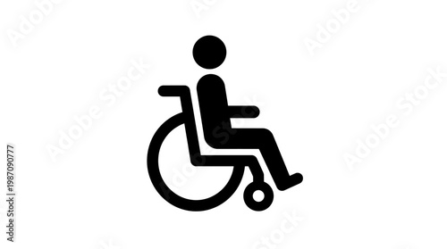 Minimalist wheelchair icon for disability and accessibility symbol on white background