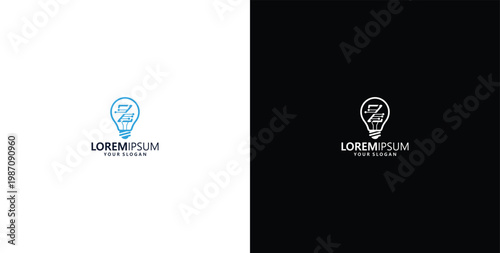 smart bulb technology logo design, bulb logo design initial Z creative bulb logo ideas