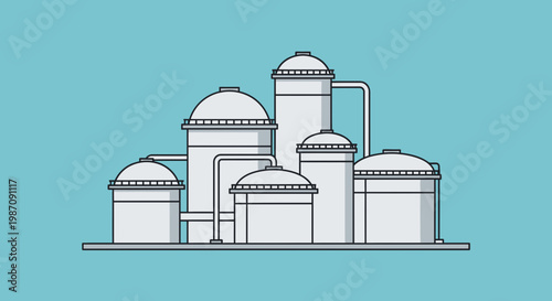 Industrial factory with large storage tanks 1.