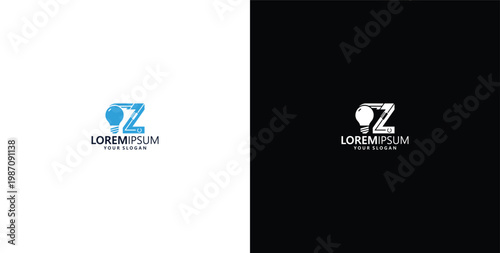 smart bulb technology logo design, bulb logo design initial Z creative bulb logo ideas