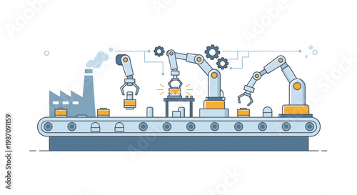 Industrial robotic arms on assembly line 2.