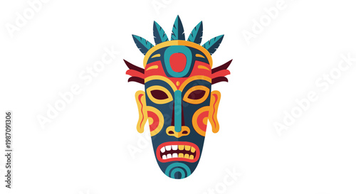 Vibrant Tribal Mask Design Closeup 2.