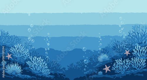 Coral Reef Marine Life Ecosystem Underwater.