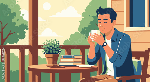 Man sitting with coffee cup.