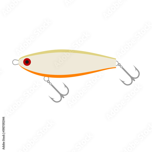 Colorful fishing lure for angling flat design vector illustration isolated on white background. Fish lure with hook flat icons isolated on white background.
