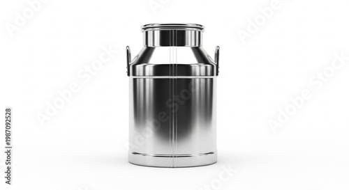 Stainless Steel Milk Can Isolated on White