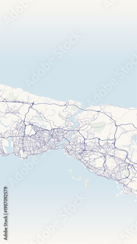 Minimalist vector map of Istanbul. Modern SVG illustration of Istanbul city grid, Bosphorus, Golden Horn, and European-Asian sides for urban planning, posters, and web design.