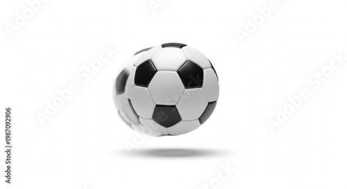 Soccer Ball in Motion Frozen Mid-Air Isolated on White Background