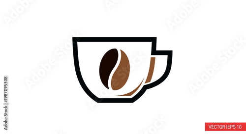 A coffee cup with a coffee bean.