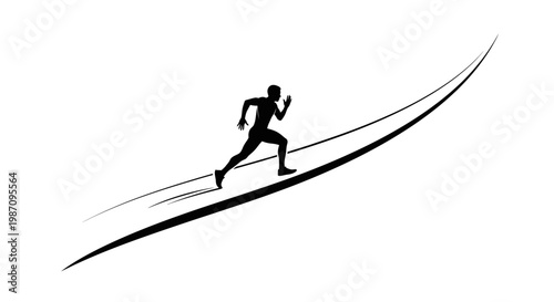 a man runs up a steep slope.