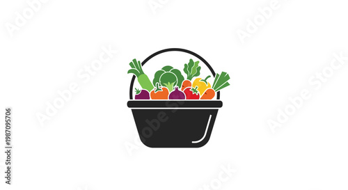 Colorful illustration of a vegetable basket.