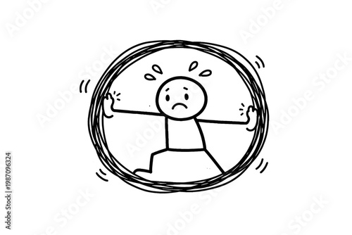 Exit mental messy person simple to naive image icon style generation vector