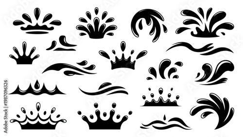 Diverse collection of stylized hand-drawn cannabis leaf illustrations in black and white