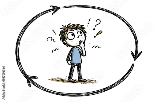 Naive escaping concept image it icon awareness vector but doodle simple messy