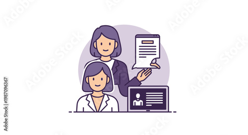 Two Women Looking at Documents Together.