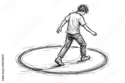 But imperfect simple lines slowly generation inside image person vector icon trying