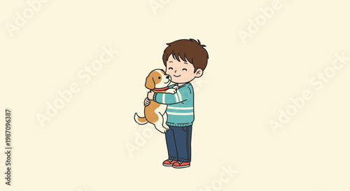 Boy Holding Orange Kitten Close.