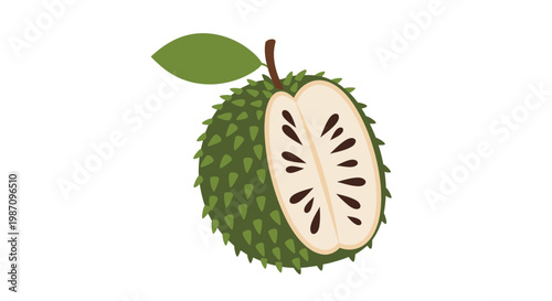 Green tropical fruit with spiky skin.