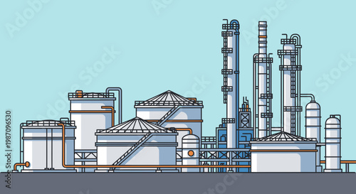 Industrial factory with smokestacks and buildings 1.