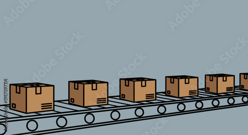 Brown cardboard boxes on conveyor belt 2.