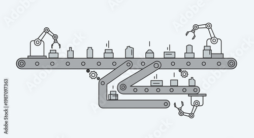 Industrial robotic assembly line system.