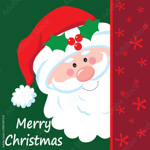 christmas card with cute santa