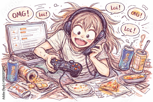 Chaotic chatting messy doodle sketch simple multitasking generation vector icon imperfect image