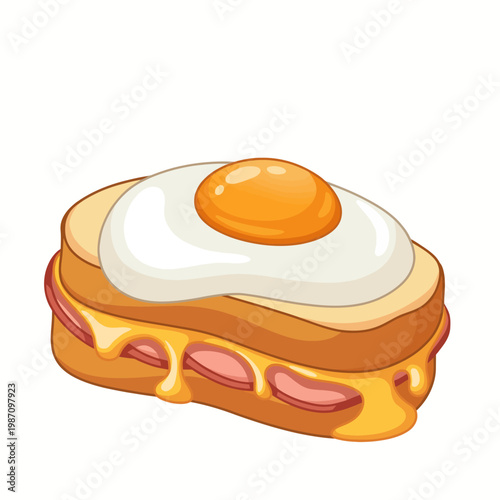 An appetizing illustration of a breakfast sandwich featuring a perfectly fried egg and melted cheese, highlighting comfort food and the joy of morning meals in an appealing way.