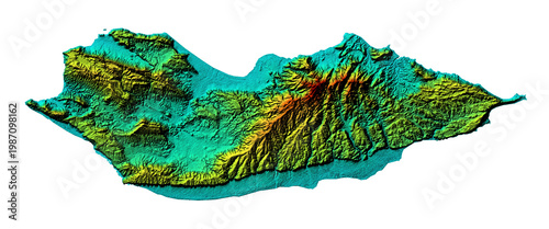 Socotra Island Map Detailed Elevation Terrain Isolated Transparent Background