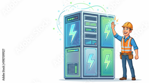 Innovative infrastructure tech for smart grid solutions urban environment digital illustration engaging viewpoint