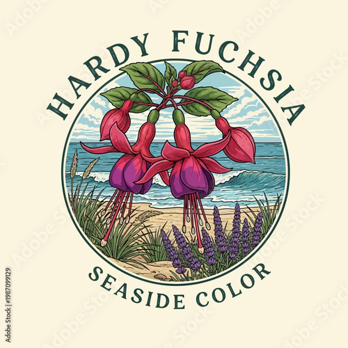 Hardy Fuchsia Flower Plant Closeup.