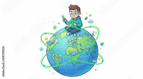 Innovative infrastructure tech for smart grid development global sustainability digital art future environment creative perspective