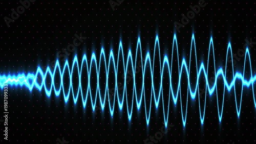 Abstract Blue Sound Waveform on Black Background.
