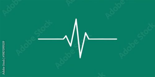 Abstract vector illustration of a green heartbeat pulse line forming a heart shape on a medical ECG monitor background representing healthcare and life