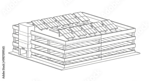 Solar panels on a building roof illustration concept energy technology