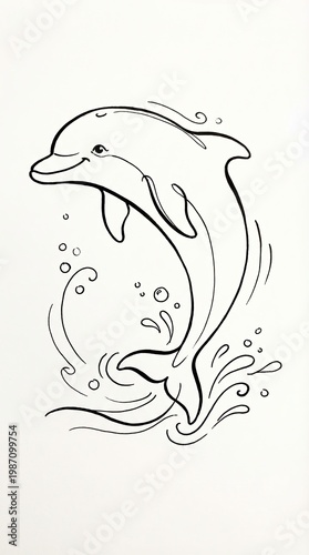 Playful Dolphin Sketch in Minimalist Style